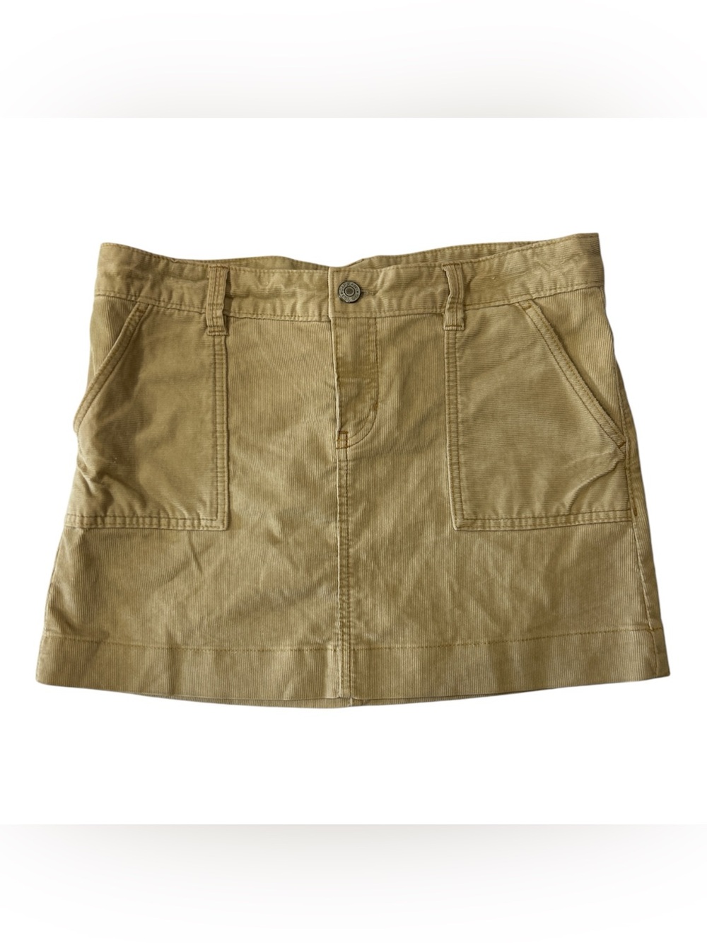 Gap Women’s Tan Mini Corduroy Skirt with Front Patch Pockets Sz 8